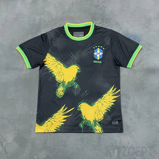 Canarinhos Noirs – Maillot Concept Brésil ⚫🟡🕊️ Kitzcept